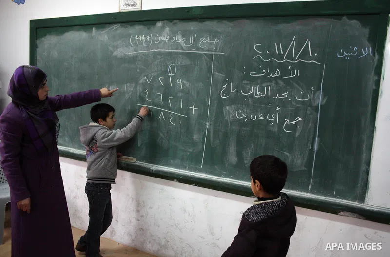 Palestinian students take part during a lesson to get an assistance in education, in basic school, in the West Bank city of Hebron on January 10, 2011. Photo by Najeh Hashlamoun