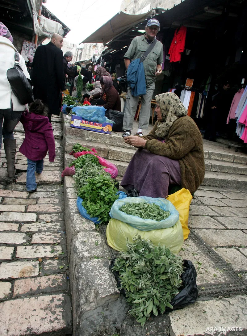 Palestinians shop at the main market in the old city of Jerusalem on Jan 11, 2011. Photo by Mahfouz Abu Turk