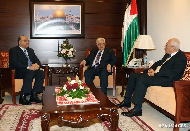 Palestinian President, Mahmoud Abbas (Abu Mazen) during a meeting with Egyptian Ambassador in the West Bank City of Ramallah on Jan. 12,2011. photo by Thaer Ganaim