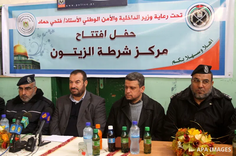 Hamas leader, Fathi Hammad takes part in opening ceremony of a new police station, in Gaza City on Jan. 15,2011. Photo by Mohammed Asad