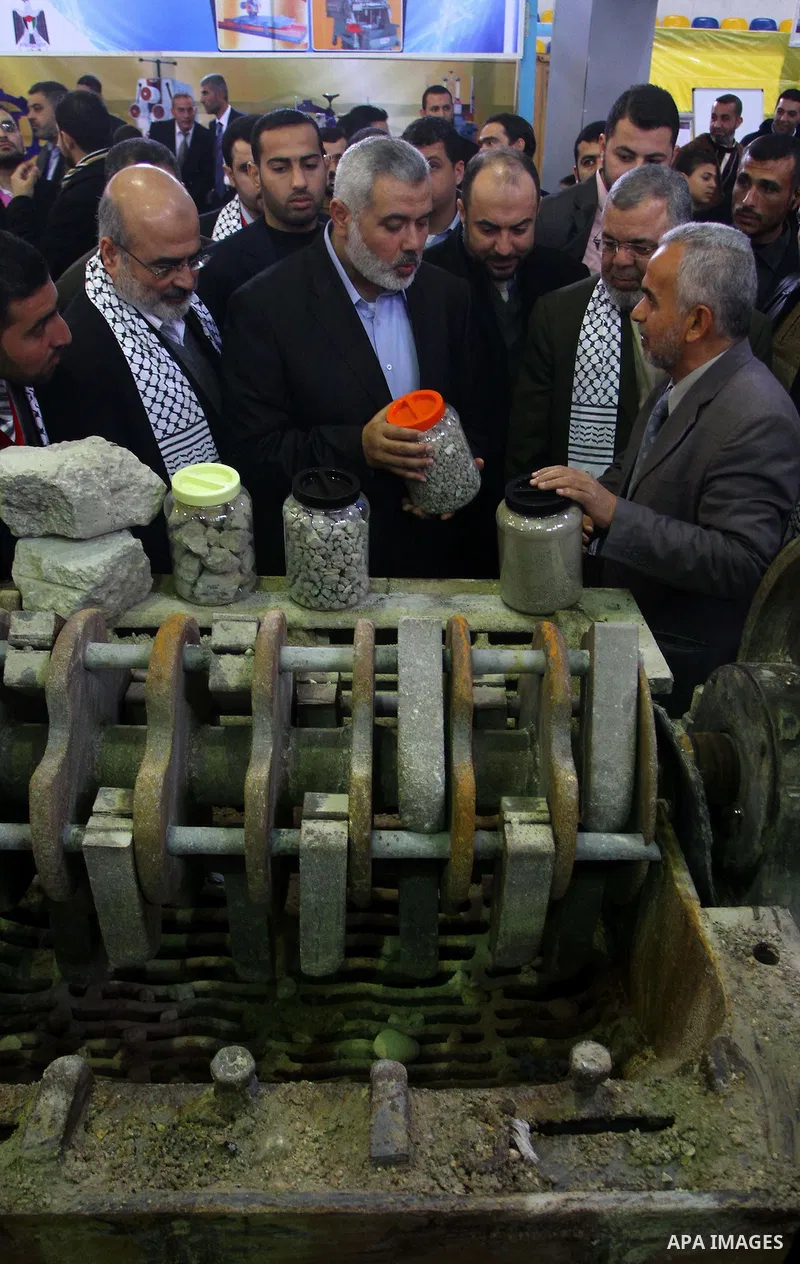 Palestinian Prime Minister in Gaza Strip, Ismail Haniyeh attends the opening of the Palestinian industries exhibition in Gaza City on Jan. 16, 2011. Photo by Ashraf Amra