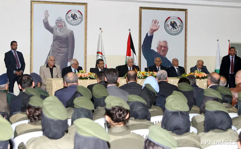 Palestinian President Mahmoud Abbas during a meeting with students of the academy of security sciences, in Jericho on Jan. 18, 2011. Photo by Thaer Ganaim