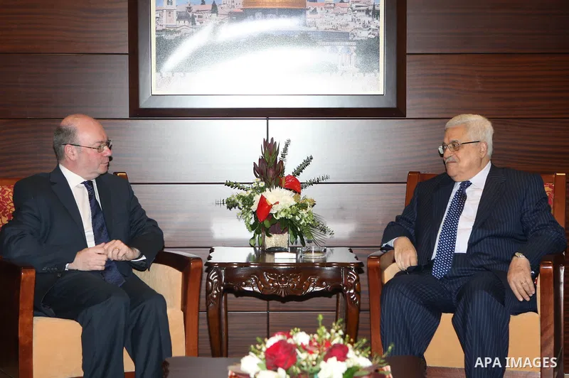 Palestinian President, Mahmoud Abbas (Abu Mazen) during a meeting with Alister Port, the British Deputy Foreign Secretary for the Middle East and North Africa in the West Bank City of Ramallah on Jan. 19,2011. photo by T...