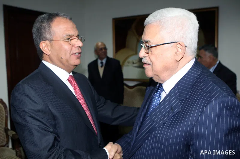 Palestinian President, Mahmoud Abbas (Abu Mazen)during a meeting with Mohammed Hassan Albergti, Libya's Ambassador to Jordan in the West Bank City of Ramallah on Jan. 19,2011. photo by Thaer Ganaim