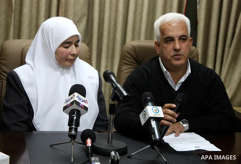 Palestinian woman Tamam Abu Soud leaves a Palestinian Jail in the West Bank City of Nablus , on 19 January , 2011. The Hamas member was arrested two month ago by Palestinian security in Nablus but her release was ordered...