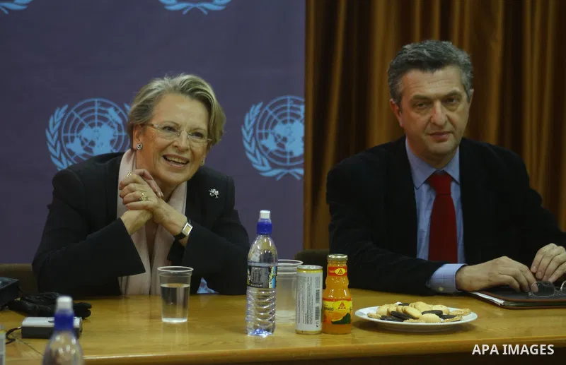 French Foreign Minister Michele Alliot Marie holds a press conference at the U.N. office in Gaza City, on Jan. 21, 2011. A crowd of furious Palestinian protesters tried to block the French foreign minister on her way int...