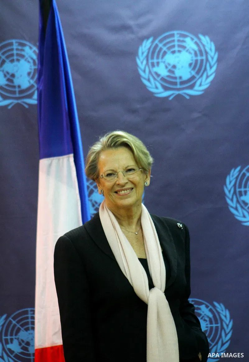 French Foreign Minister Michele Alliot Marie holds a press conference at the U.N. office in Gaza City, on Jan. 21, 2011. A crowd of furious Palestinian protesters tried to block the French foreign minister on her way int...