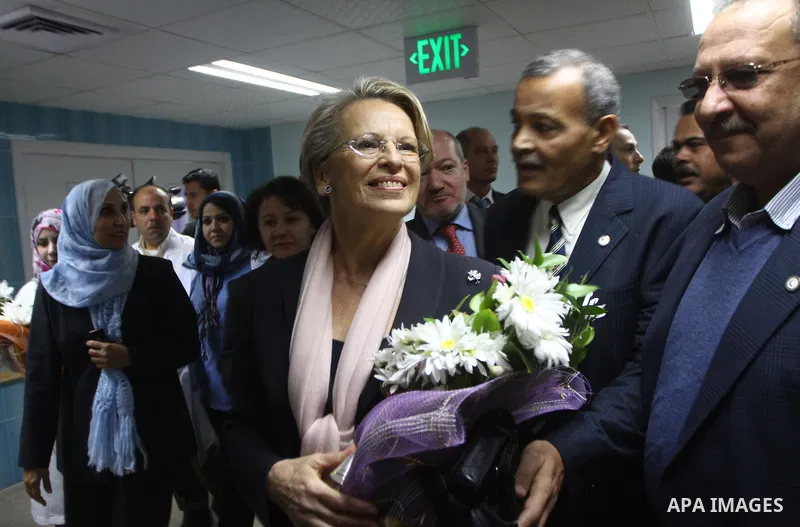 French Foreign Minister Michele Alliot Marie visits al-Quds hospital in Gaza City, on Jan. 21, 2011. A crowd of furious Palestinian protesters tried to block the French foreign minister on her way into the Gaza Strip on...