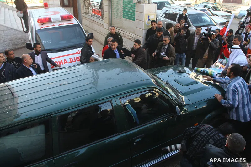 Relatives of Palestinians being held in Israeli jails try to block French Foreign Minister Michele Alliot-Marie during her visit to Al-Quds hospital in Gaza City, on Jan. 21, 2011. A crowd of furious Palestinian proteste...