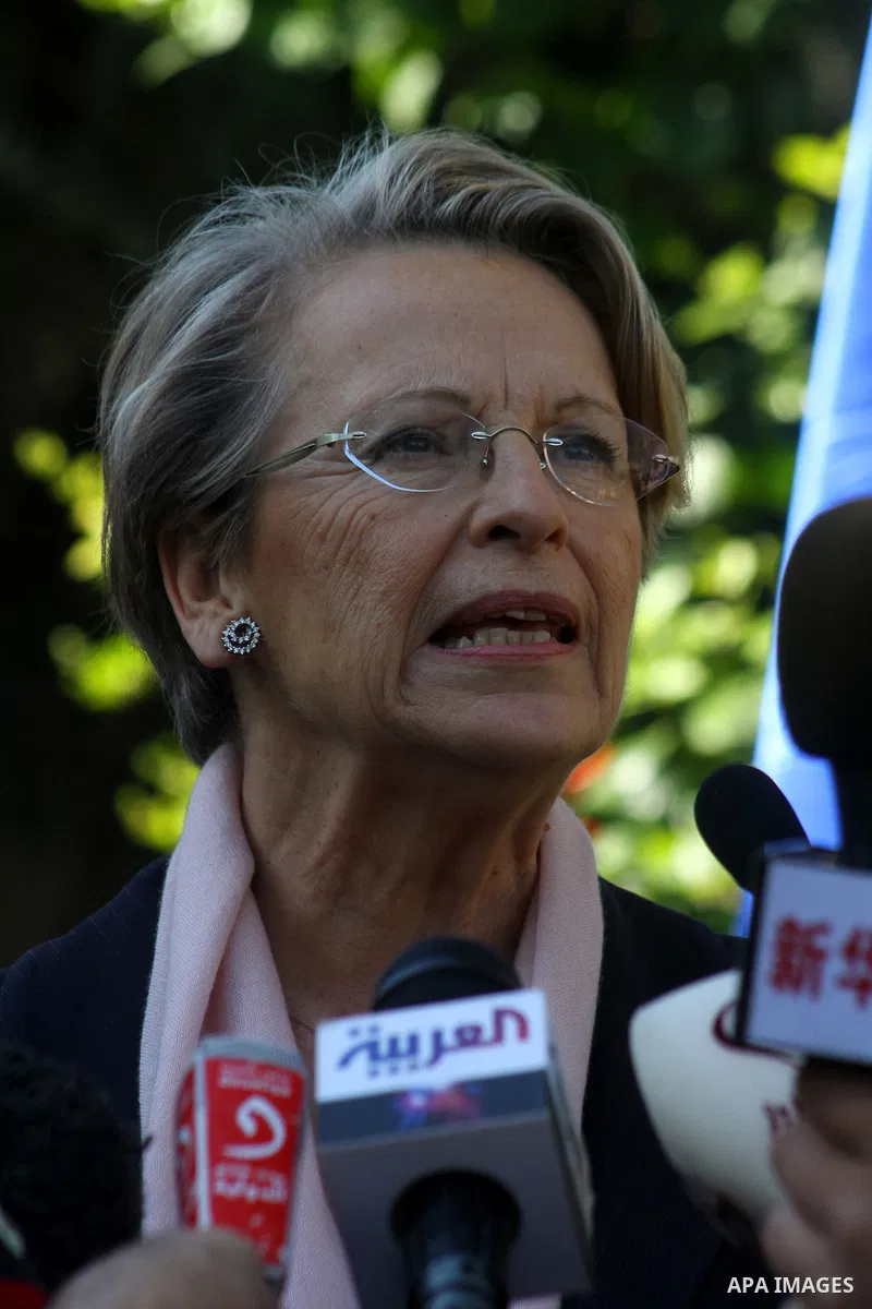 French Foreign Minister Michele Alliot-Marie speaks during a press conference at the French Institute in Gaza City, on Jan. 21, 2011. A crowd of furious Palestinian protesters tried to block the French foreign minister o...