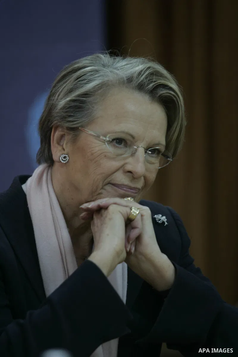 French Foreign Minister Michele Alliot Marie attends a press conference at the U.N. office in Gaza City, on Jan. 21, 2011. A crowd of furious Palestinian protesters tried to block the French foreign minister on her way i...