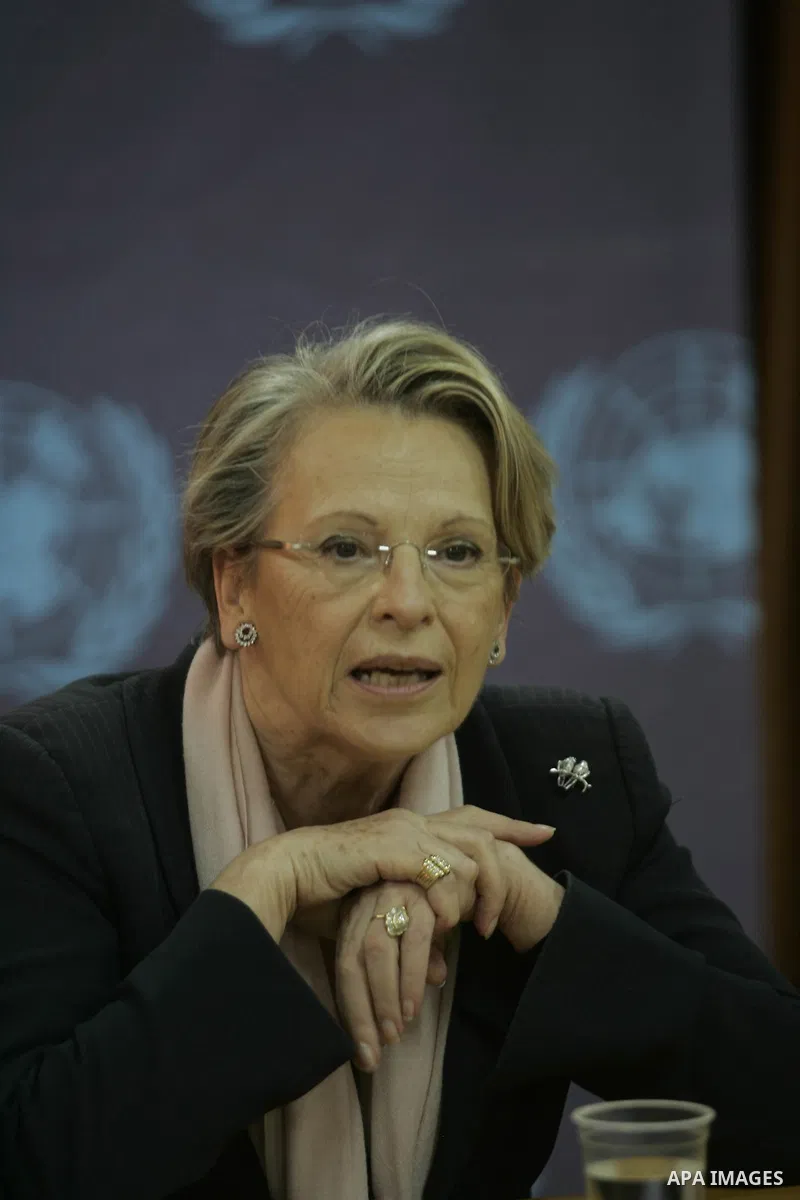 French Foreign Minister Michele Alliot Marie attends a press conference at the U.N. office in Gaza City, on Jan. 21, 2011. A crowd of furious Palestinian protesters tried to block the French foreign minister on her way i...