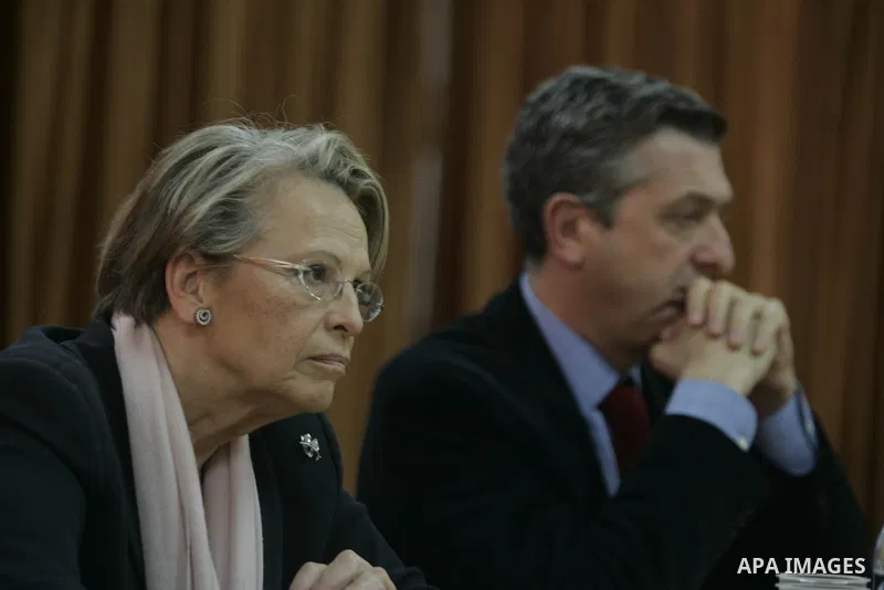 French Foreign Minister Michele Alliot Marie attends a press conference at the U.N. office in Gaza City, on Jan. 21, 2011. A crowd of furious Palestinian protesters tried to block the French foreign minister on her way i...