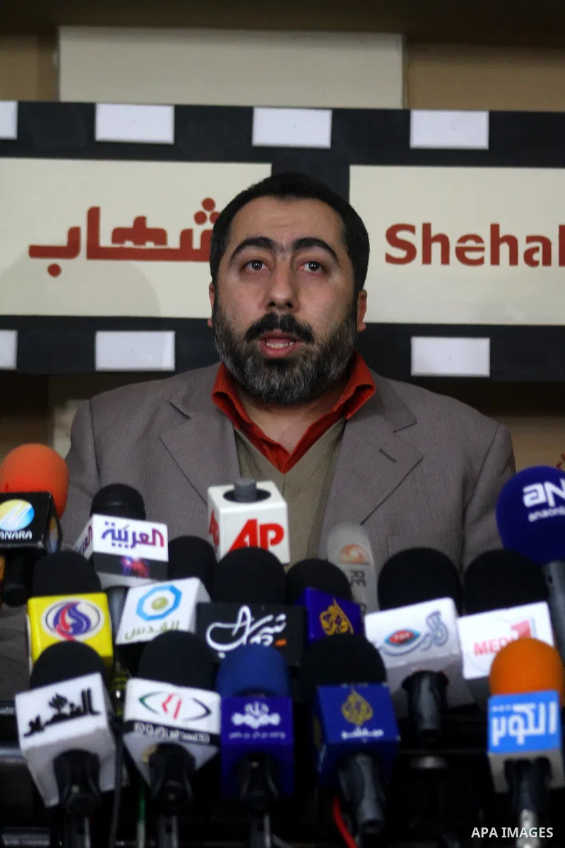 The spokesman of the Palestinian Government in Gaza Strip, Taher al-Nono delivers speech during a press conference in Gaza city on Jan. 23,2010 calling Egypt to provide evidence about the Palestinian armed group in Gaza...