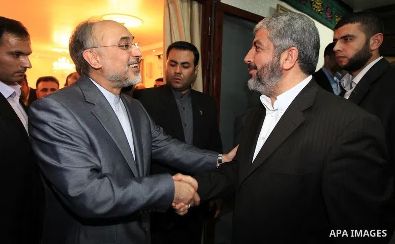 Palestinian Hamas leader Khaled Meshaal , during a meeting with Iranian acting Foreign Minister Ali Akbar Salehi, in Damascus on Jan. 23, 2011. Photo by Majd Majd