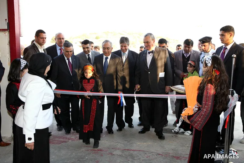 Palestinian Prime Minister, Salam Fayyad Czech's Foreign Minister, Karel Schwarzenberg attend the opening ceremony of the Electrical Transformers maintenance in the West Bank town of Tubas on Jan. 24,2011. Photo by Musta...