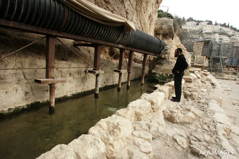 A picture taken on January 25, 2011 shows the controversial 600-metre tunnel, originally built as a drainage channel during the Second Temple period, which starts at a site near the flashpoint Al-Aqsa mosque compound ins...
