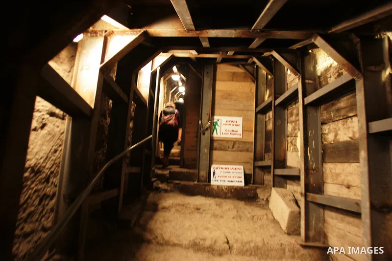 A picture taken on January 25, 2011 shows the controversial 600-metre tunnel, originally built as a drainage channel during the Second Temple period, which starts at a site near the flashpoint Al-Aqsa mosque compound ins...