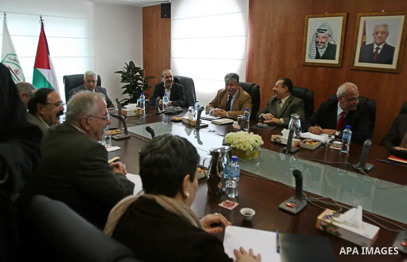 Palestinian President Mahmoud Abbas attends a Palestinian Liberation Organization (PLO) executive committee meeting in the West Bank city of Ramallah, on Jan. 26, 2011. The meeting was to discuss the leaking of documents...