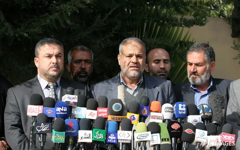Leaders of Palestinian factions take part in a press conference on Jan. 26, 2011. A day after leaked documents were published by Al-Jazeera, showing Palestinians offered Israel major concessions on the thorny issues of a...