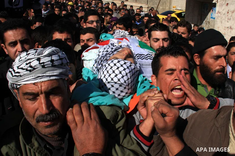 Palestinians carry the body of Uday Qadous, 18, who was shot and killed Thursday in the village of Iraq Burin, during his funeral at in the West Bank city of Nablus, Friday Jan. 28, 2011. Israeli police spokesman Micky R...