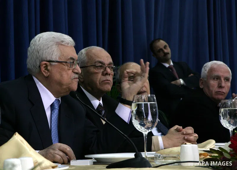Palestinian President Mahmoud Abbas meets with governors and security chiefs in the attendance of members of the Central Committee of Fatah movement at the presidential headquarters in the West Bank city of Ramallah on J...