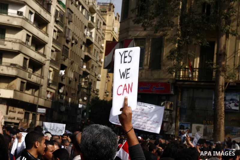 Anti-government protesters demonstrate in Tahrir, or Liberation Square in Cairo, Egypt, Tuesday, Feb. 1, 2011. More than a quarter-million people flooded into the heart of Cairo Tuesday, filling the city's main square in...
