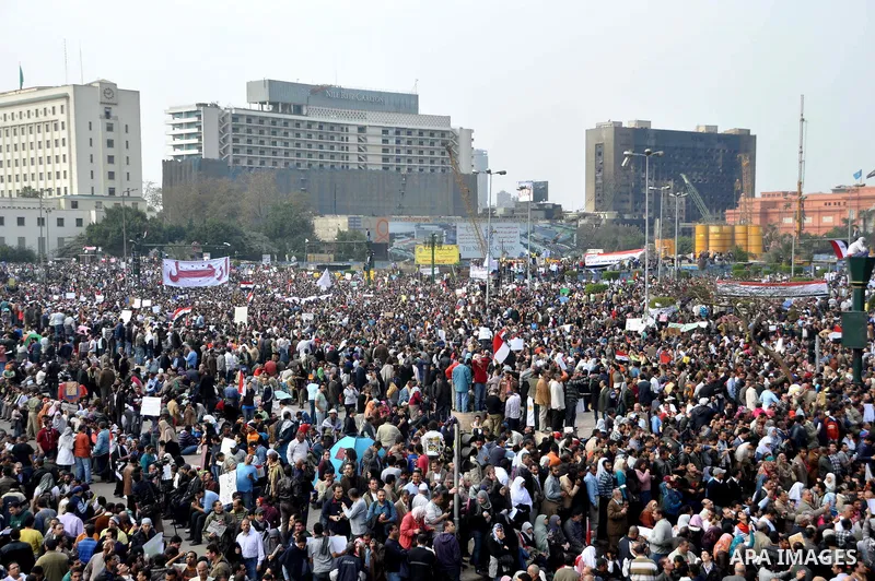 Anti-government protesters demonstrate in Tahrir, or Liberation Square in Cairo, Egypt, Tuesday, Feb. 1, 2011. More than a quarter-million people flooded into the heart of Cairo Tuesday, filling the city's main square in...