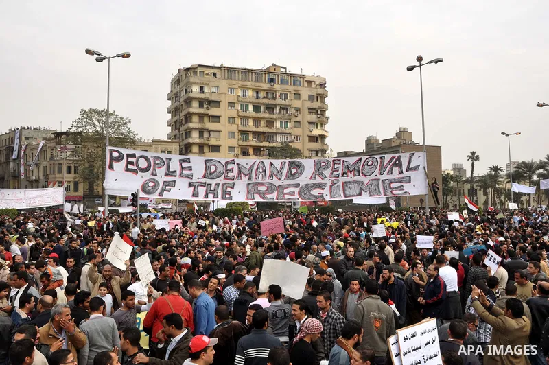 Anti-government protesters demonstrate in Tahrir, or Liberation Square in Cairo, Egypt, Tuesday, Feb. 1, 2011. More than a quarter-million people flooded into the heart of Cairo Tuesday, filling the city's main square in...