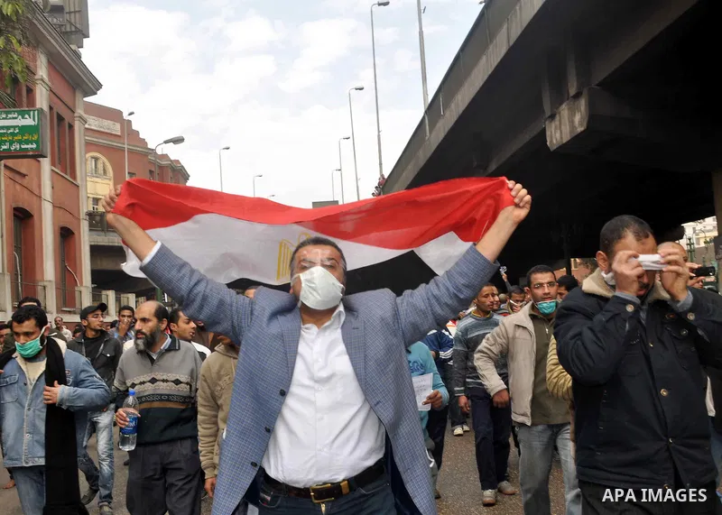 Anti-government protesters demonstrate against president Hosni Mubarak regime in Tahrir, or Liberation Square in Cairo, Egypt, Jan. 28, 2011. Photo by Ahmed Asad