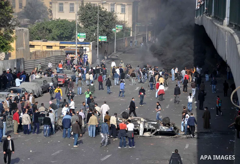 Anti-government protesters demonstrate against president Hosni Mubarak regime in Tahrir, or Liberation Square in Cairo, Egypt, Jan. 28, 2011. Photo by Ahmed Asad