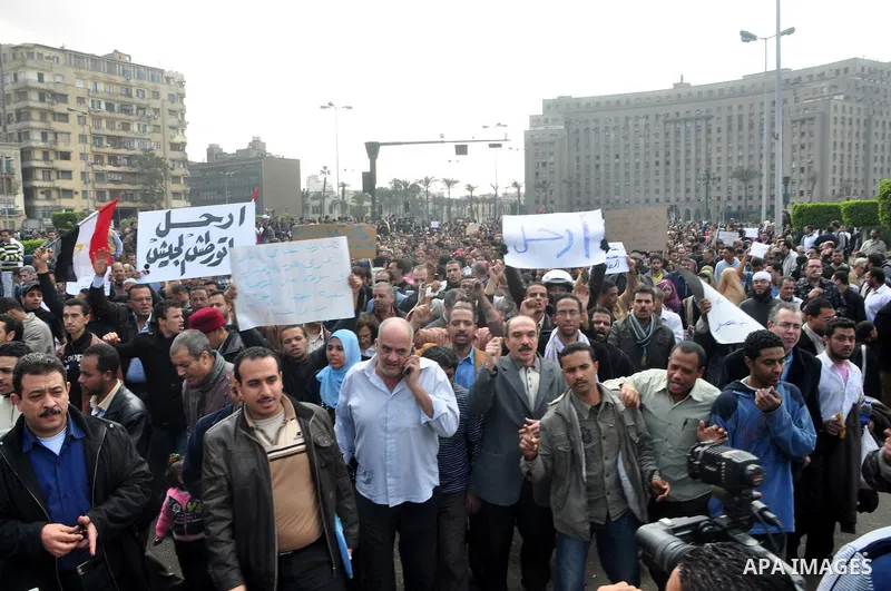 Anti-government protesters demonstrate against president Hosni Mubarak regime in Tahrir, or Liberation Square in Cairo, Egypt, Jan. 30, 2011. Photo by Ahmed Asad