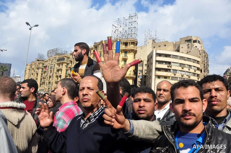 Anti-government protesters demonstrate against president Hosni Mubarak regime in Tahrir, or Liberation Square in Cairo, Egypt, Jan. 30, 2011. Photo by Ahmed Asad