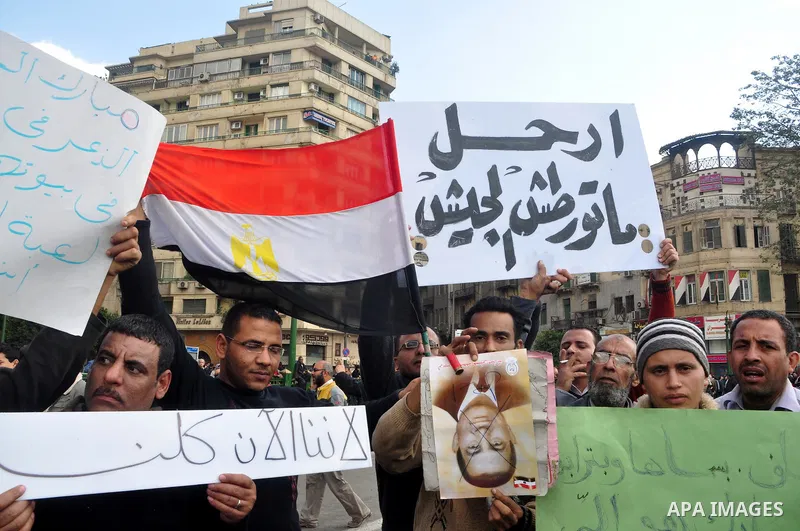 Anti-government protesters demonstrate against president Hosni Mubarak regime in Tahrir, or Liberation Square in Cairo, Egypt, Jan. 30, 2011. Photo by Ahmed Asad