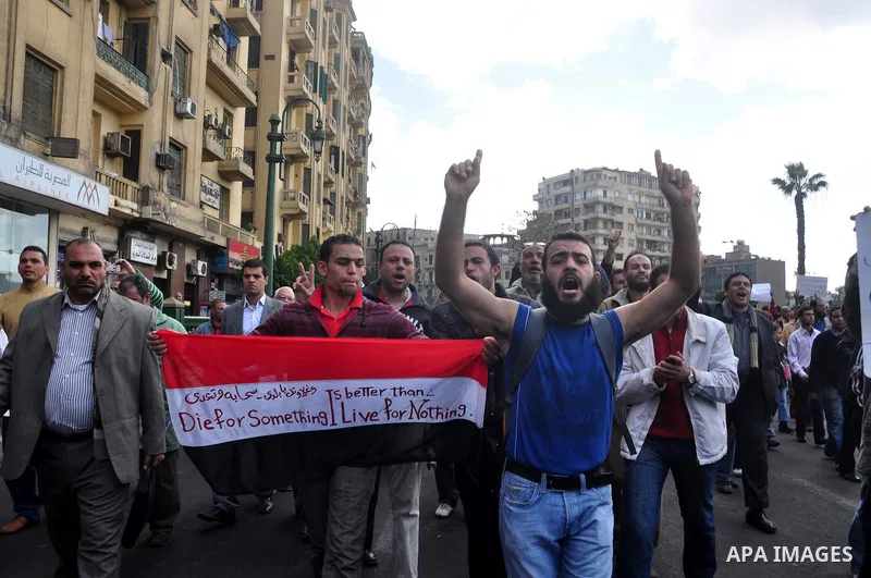 Anti-government protesters demonstrate against president Hosni Mubarak regime in Tahrir, or Liberation Square in Cairo, Egypt, Jan. 30, 2011. Photo by Ahmed Asad