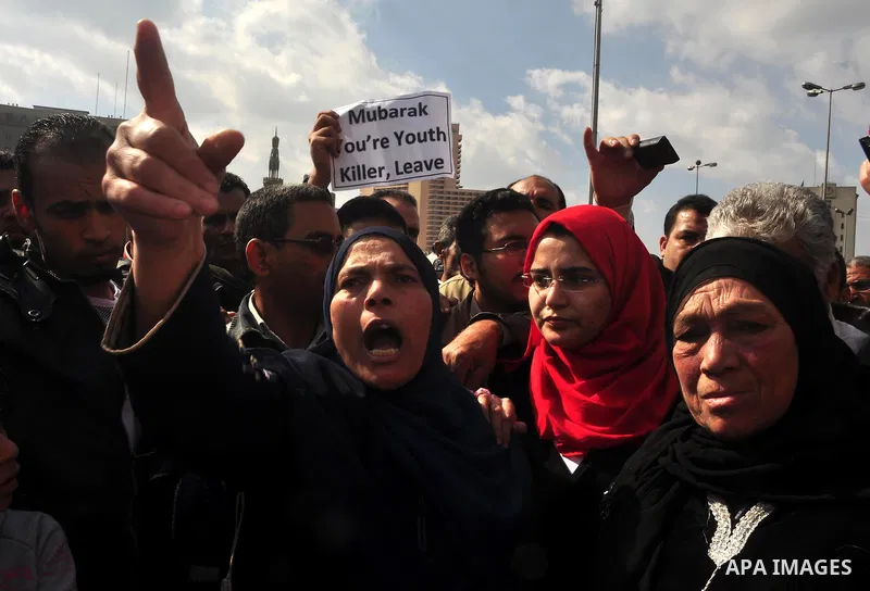 Anti-government protesters demonstrate against president Hosni Mubarak regime in Tahrir, or Liberation Square in Cairo, Egypt, Jan. 31, 2011. Photo by Ahmed Asad
