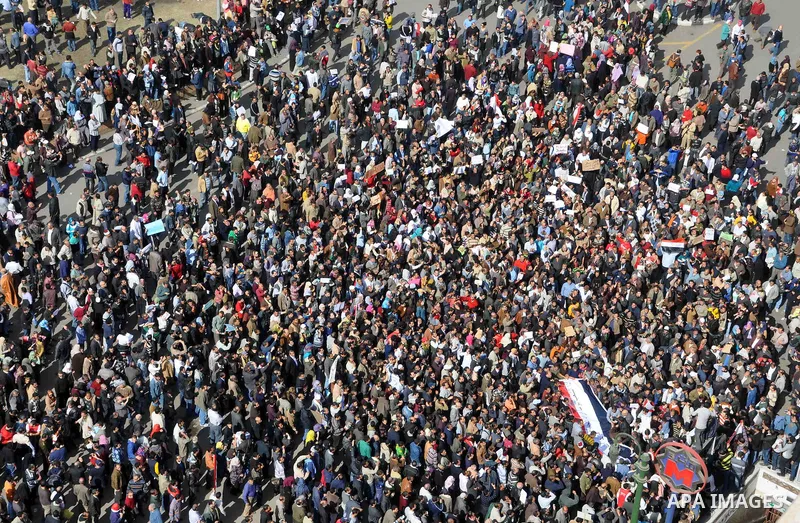 Anti-government protesters demonstrate against president Hosni Mubarak regime in Tahrir, or Liberation Square in Cairo, Egypt, Jan. 31, 2011. Photo by Ahmed Asad