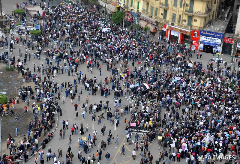 Anti-government protesters demonstrate against president Hosni Mubarak regime in Tahrir, or Liberation Square in Cairo, Egypt, Jan. 31, 2011. Photo by Ahmed Asad