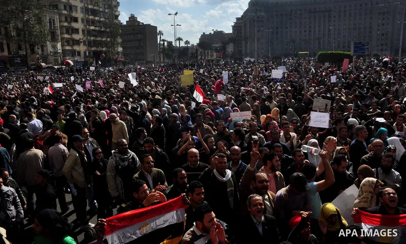 Anti-government protesters demonstrate against president Hosni Mubarak regime in Tahrir, or Liberation Square in Cairo, Egypt, Jan. 31, 2011. Photo by Ahmed Asad
