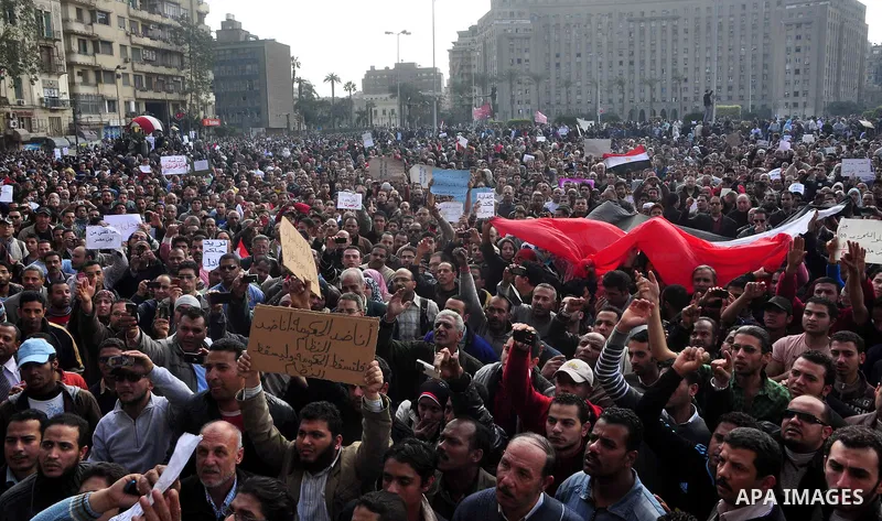 Anti-government protesters demonstrate against president Hosni Mubarak regime in Tahrir, or Liberation Square in Cairo, Egypt, Jan. 31, 2011. Photo by Ahmed Asad