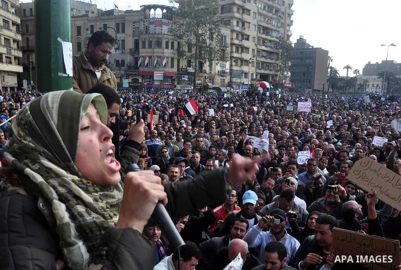 Anti-government protesters demonstrate against president Hosni Mubarak regime in Tahrir, or Liberation Square in Cairo, Egypt, Jan. 31, 2011. Photo by Ahmed Asad