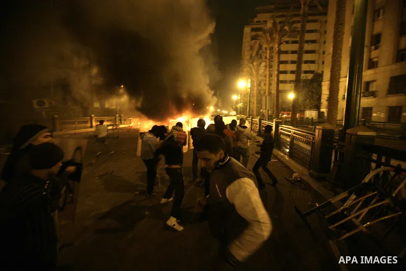 Egyptian policemen fire tear gas canisters towards anti-government protesters during a demonstration against president Hosni Mubarak regime in Tahrir, or Liberation Square in Cairo, Egypt, Jan. 29, 2011. Photo by Karam N...