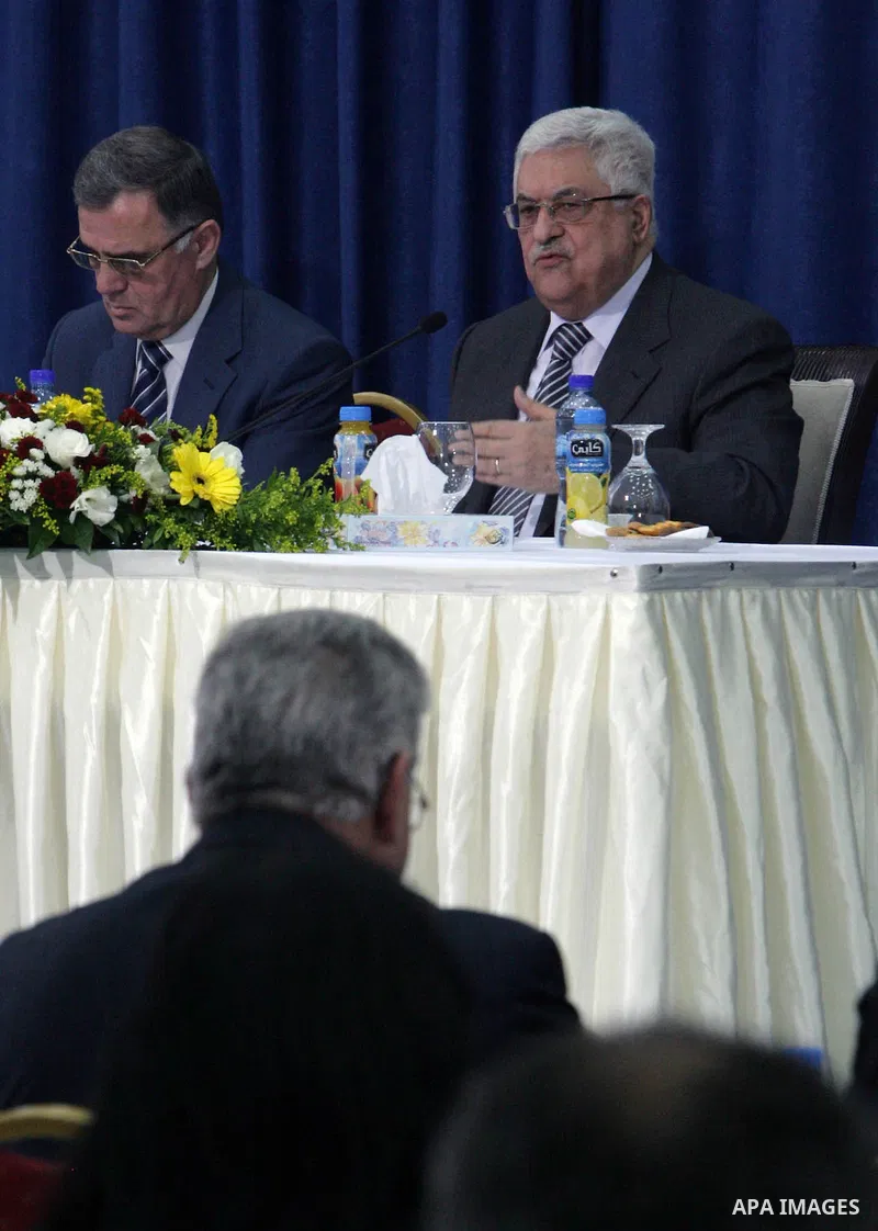 Palestinian President Mahmoud Abbas attends a meeting of the revolutionary council of Fatah movement, in Ramallah on February 2, 2011. Photo by Omar Rashidi