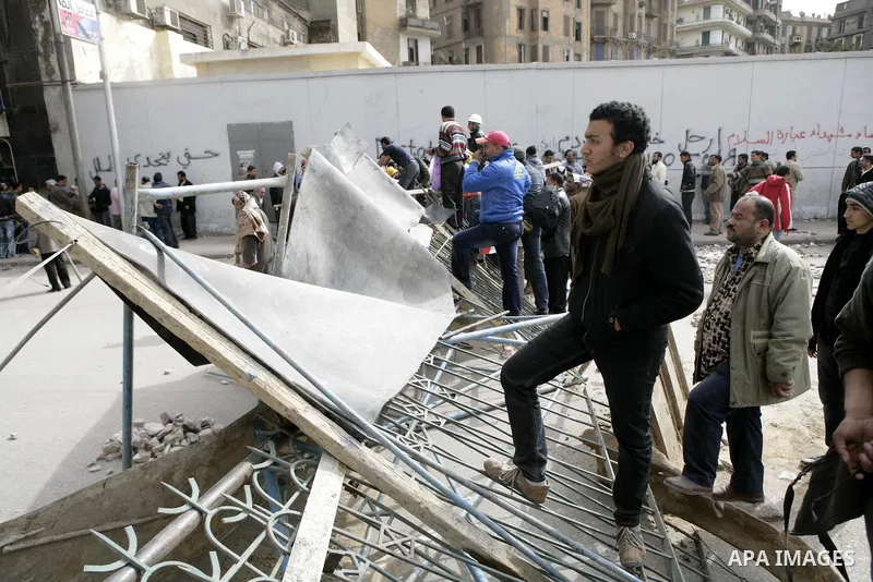 Protestors gather at Tahrir Square, Cairo, Egypt, Feb. 4, 2011. Egyptian minister of Health said Friday that about five thousand people have been injured since Jan. 25, and eight have been killed in clashes between prote...