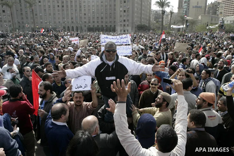 Protestors gather at Tahrir Square, Cairo, Egypt, Feb. 4, 2011. Egyptian minister of Health said Friday that about five thousand people have been injured since Jan. 25, and eight have been killed in clashes between prote...
