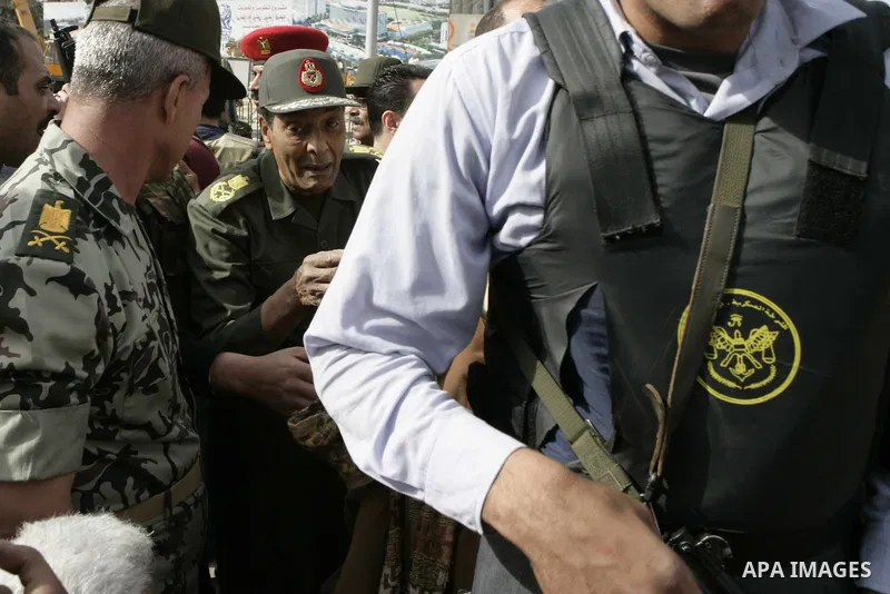 The Egyptian Defense Minister, Mohamed Hussein Tantawi visits the protestors as they gather at Tahrir Square, Cairo, Egypt, Feb. 4, 2011. Egyptian minister of Health said Friday that about five thousand people have been...