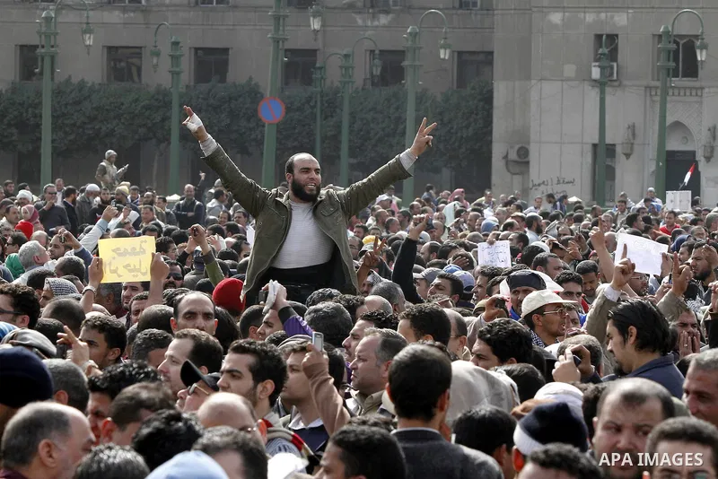 Protestors gather at Tahrir Square, Cairo, Egypt, Feb. 4, 2011. Egyptian minister of Health said Friday that about five thousand people have been injured since Jan. 25, and eight have been killed in clashes between prote...
