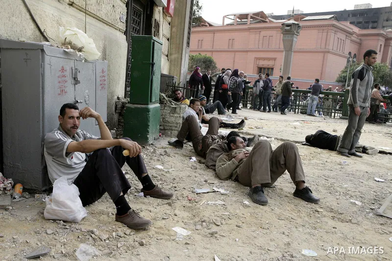 Protestors gather at Tahrir Square, Cairo, Egypt, Feb. 4, 2011. Egyptian minister of Health said Friday that about five thousand people have been injured since Jan. 25, and eight have been killed in clashes between prote...