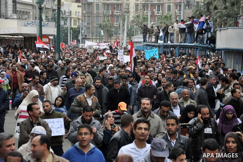 Egyptians take part in demonstration calling for the departure of Egypt's President Hosni Mubarak in Alexandria, Egypt, 04 February 2011. President Hosni Mubarak acknowledged on 03 February 2011 that he is 'very unhappy'...