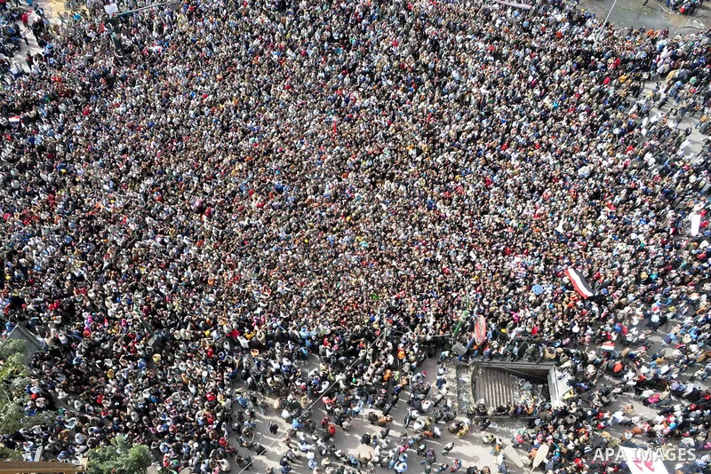 Protestors gather at Tahrir Square, Cairo, Egypt, Feb. 4, 2011. Egyptian minister of Health said Friday that about five thousand people have been injured since Jan. 25, and eight have been killed in clashes between prote...